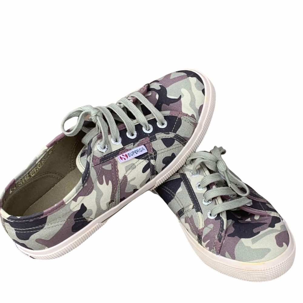 Women’s Size 6 Superga Italian Fashion Sneakers Green Multi‎ Color Camouflage - Picture 3 of 9